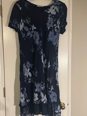 Coldwater Creek 100% cotton linen Floral Midi Dress summer cottage core resort